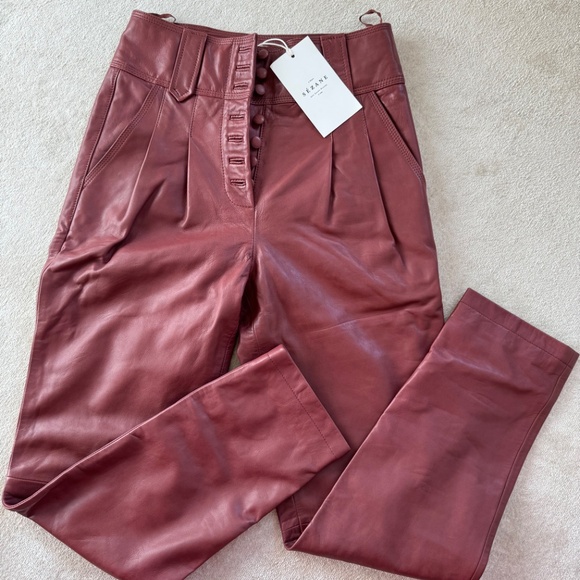 Sezane Tonio Trousers Burgundy - Size 2 - Picture 3 of 7